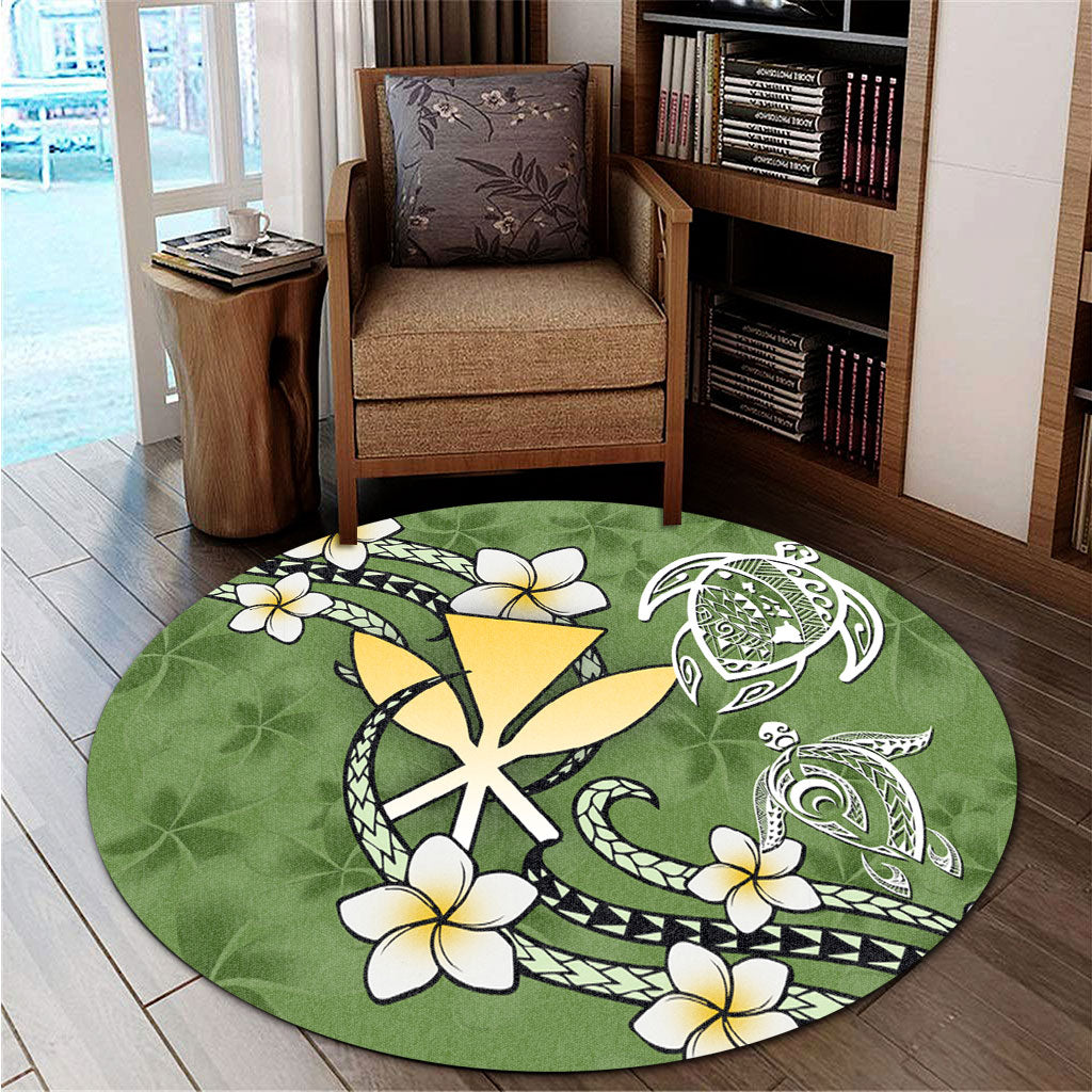 Hawaii Round Rug Kanaka And Turtle Map Plumeria Polynesia