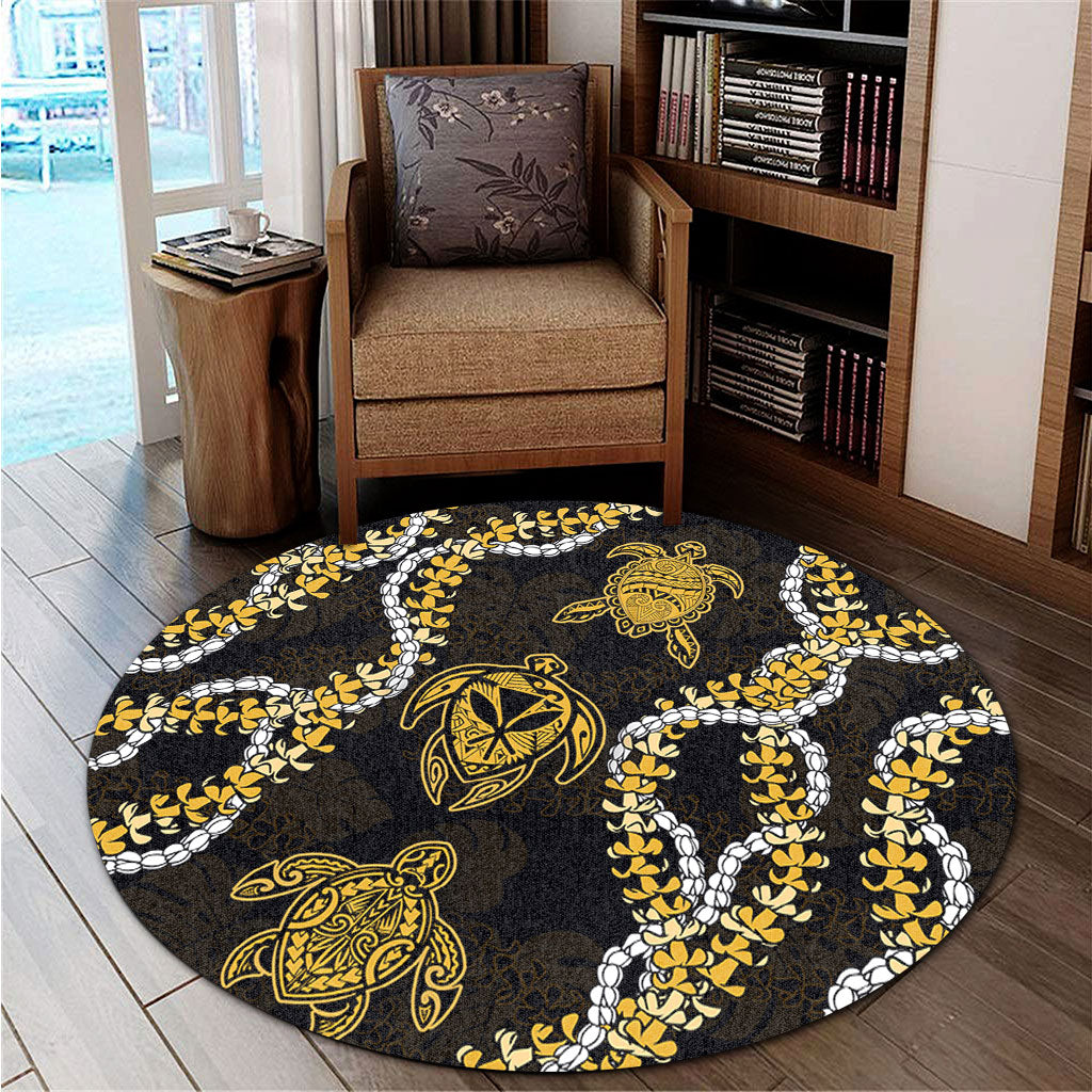 Hawaii Round Rug Kanaka Maoli Floral Puakenikeni Lei