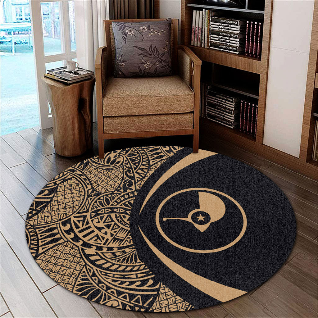 Yap State Round Rug Lauhala Gold Circle Style