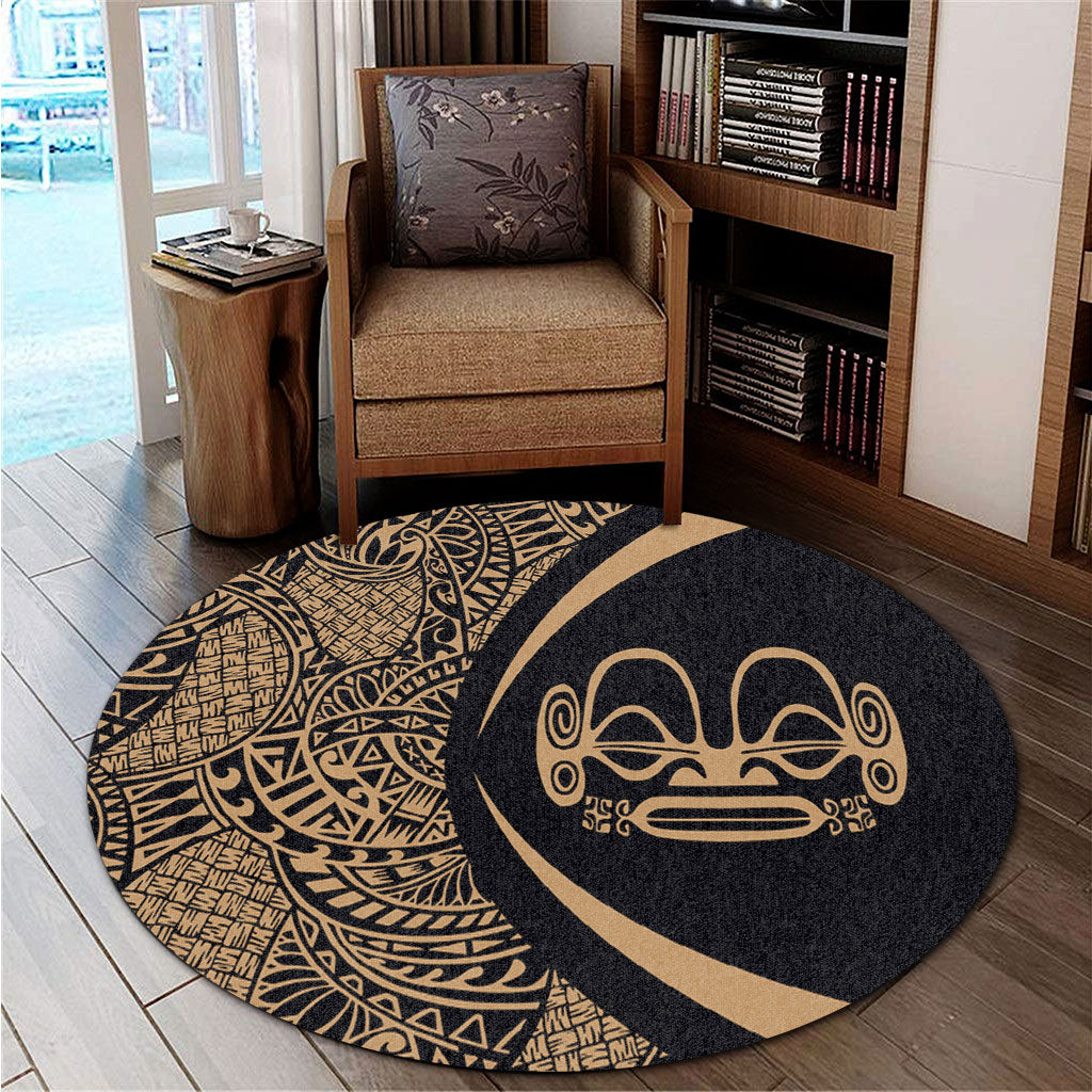 Marquesas Islands Round Rug Lauhala Gold Circle Style