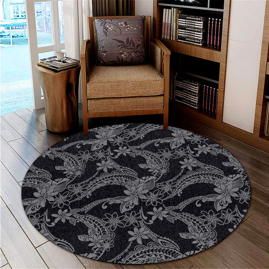 Hawaii Round Rug Polynesian Print Fabric And Flower