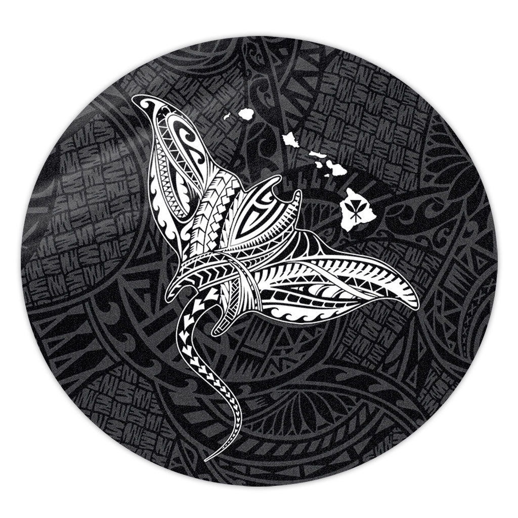 Hawaii Round Rug Hawaiian Map Polynesian Tribal Ray Tattoo