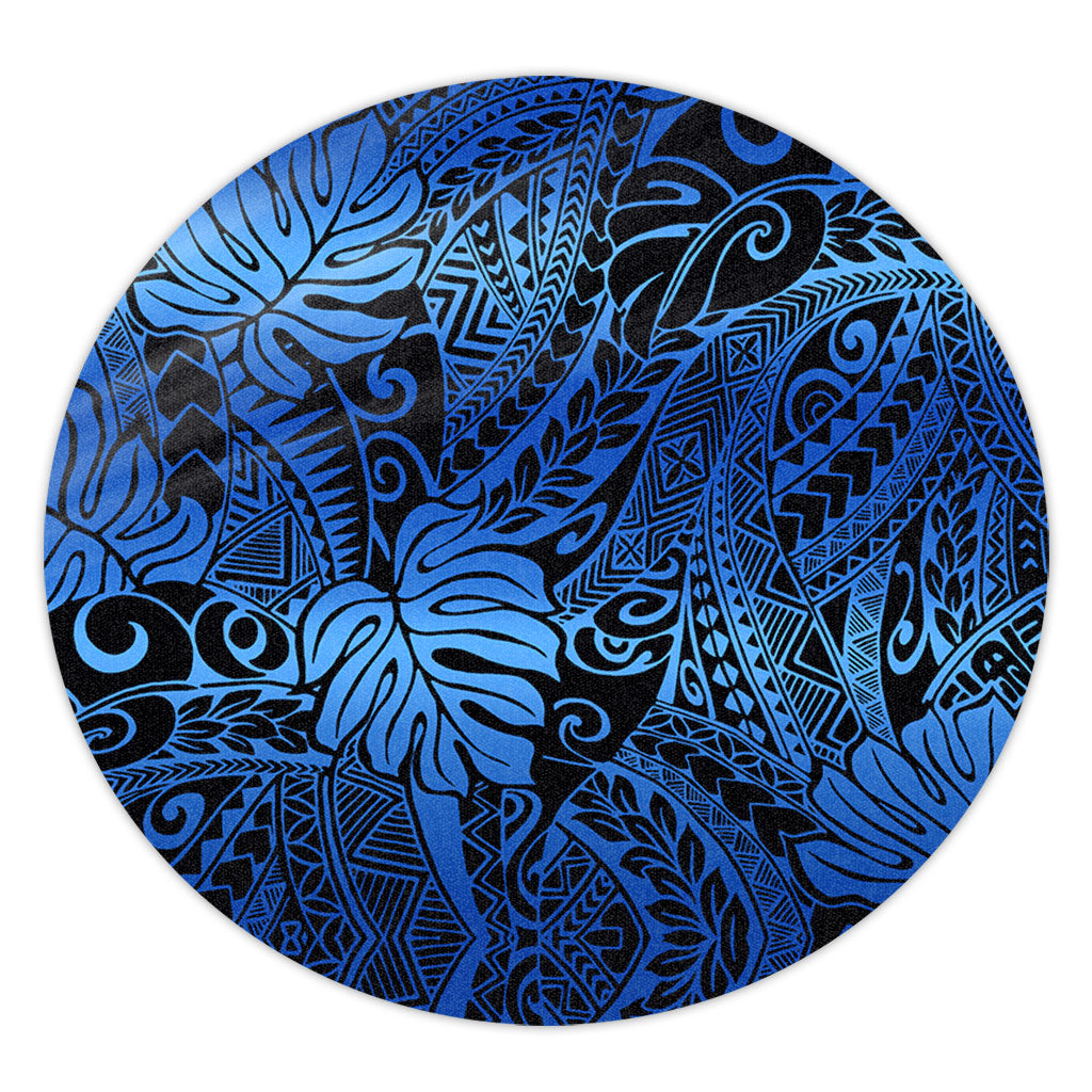 Hawaii Round Rug Tribal Polynesian Pattern Leaf