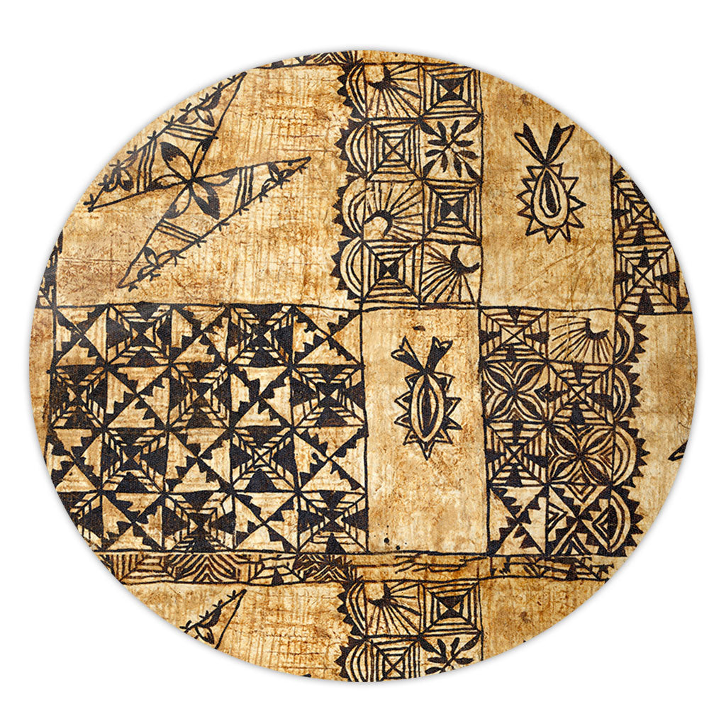 Tonga Round Rug Tapa Cloth Vintage