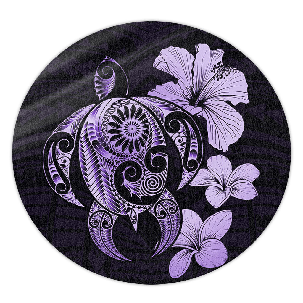 Hawaii Round Rug Hibiscus Plumeria Mix Polynesian Turtle
