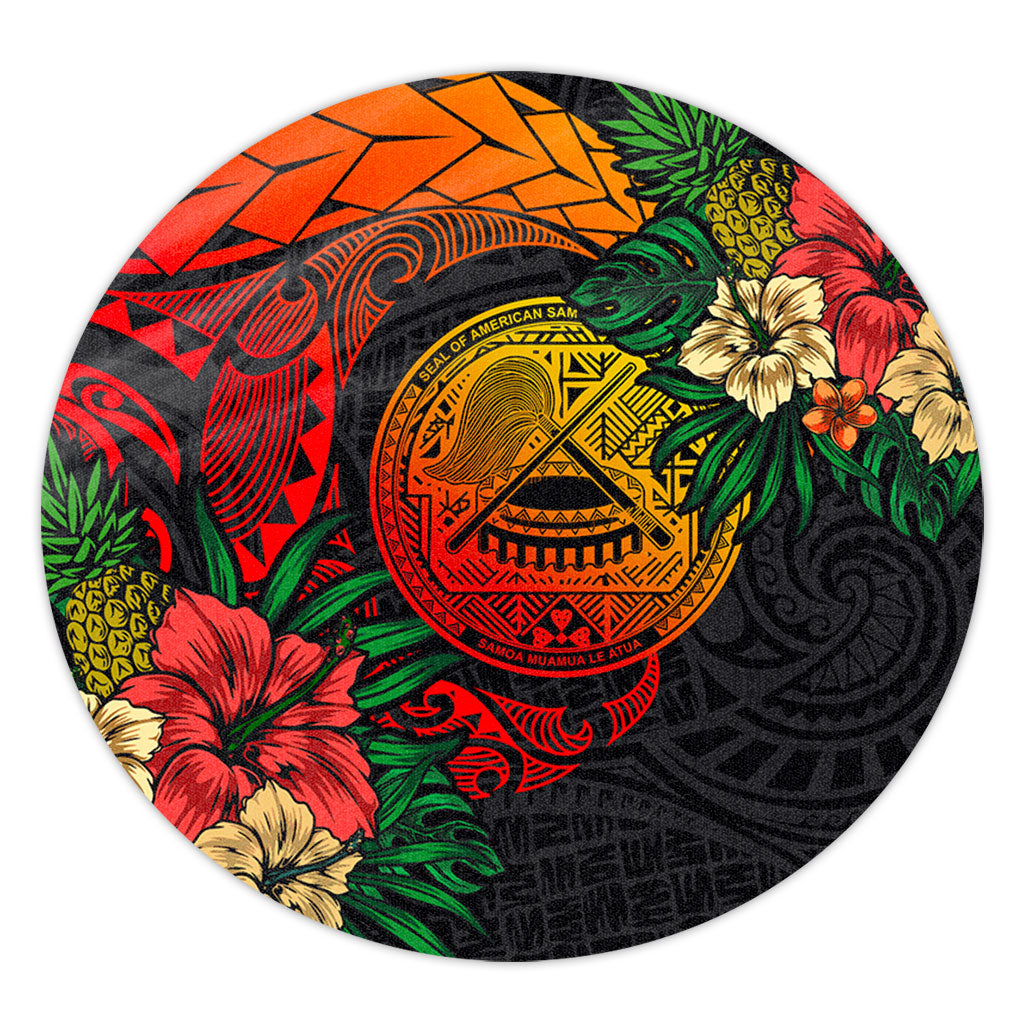 American Samoa Round Rug Polynesian Coat Of Arms Tropical