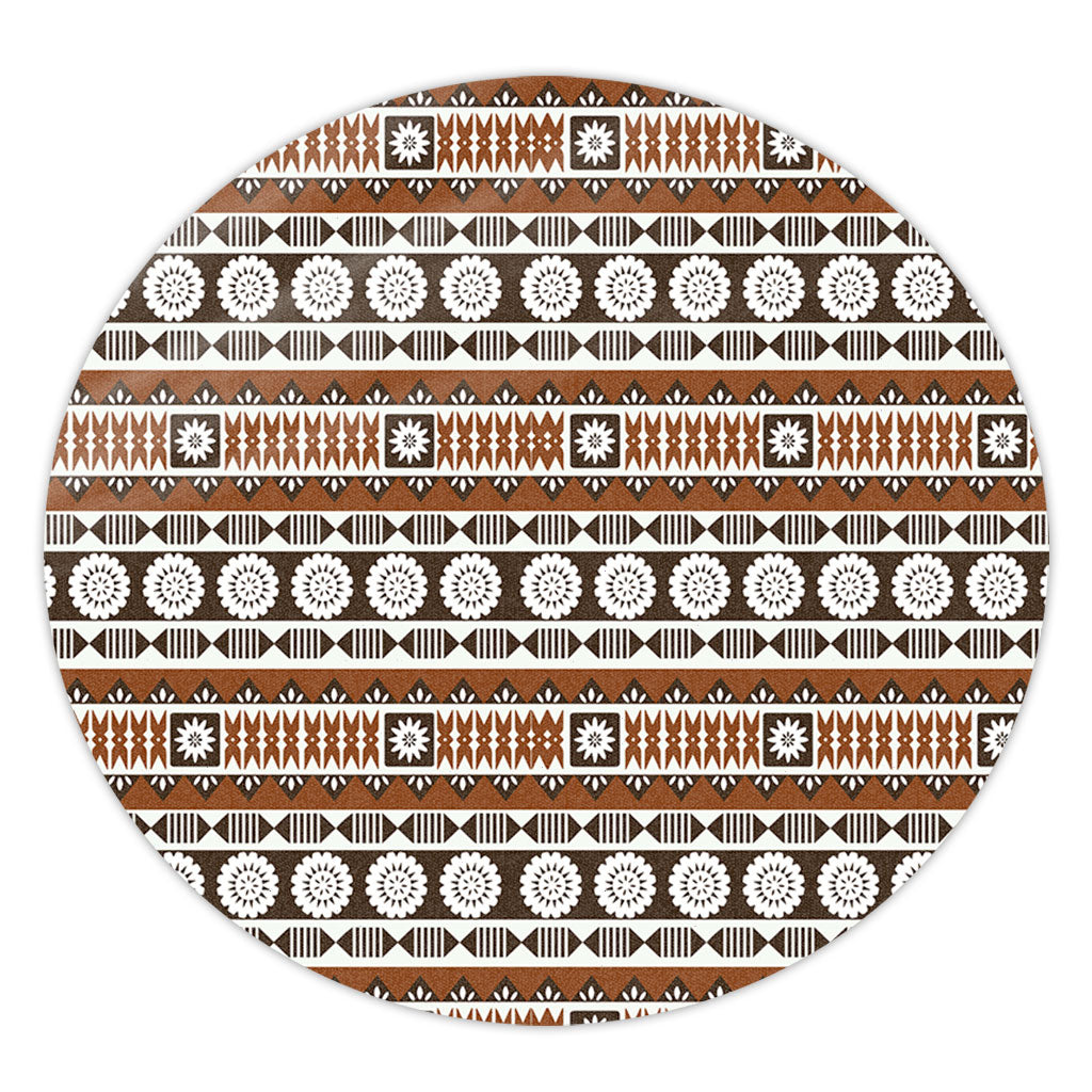 Fiji Round Rug Tapa Masi Pattern