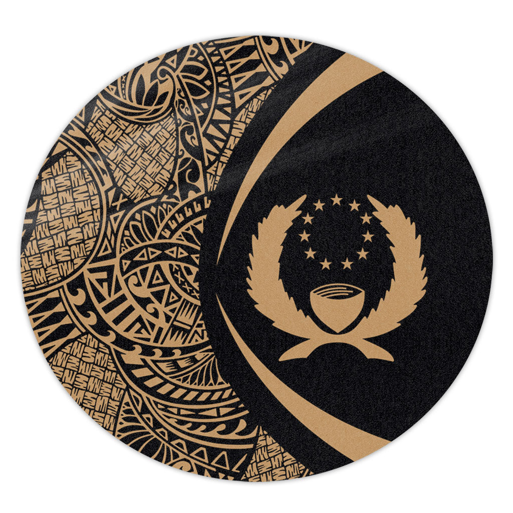 Pohnpei State Round Rug Lauhala Gold Circle Style