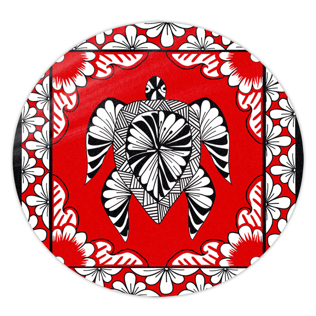Tonga Round Rug Tapa Turtle Design