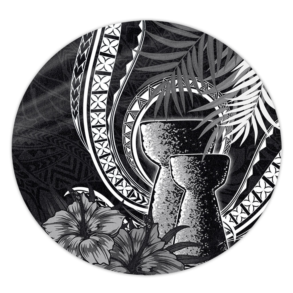 Guam Round Rug Tribal Latte Stone Tropical Style