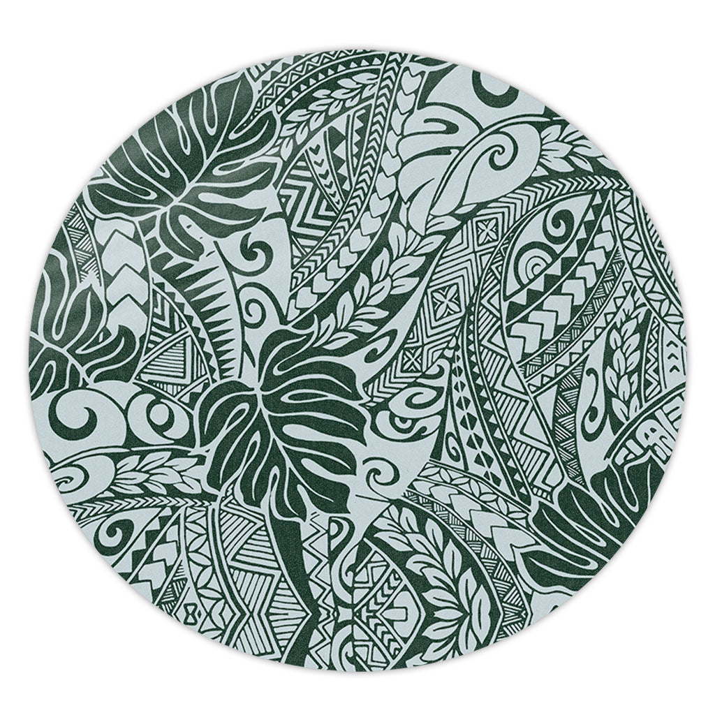 Hawaii Round Rug Tribal Pattern Leaf