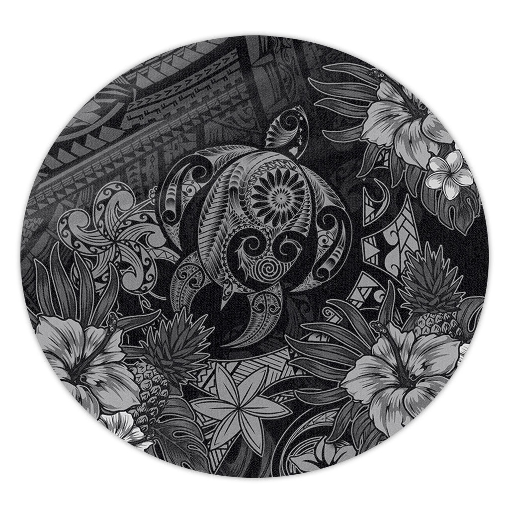 Hawaii Round Rug Tribal Polynesia Sea Turtle Design Pacific Dream