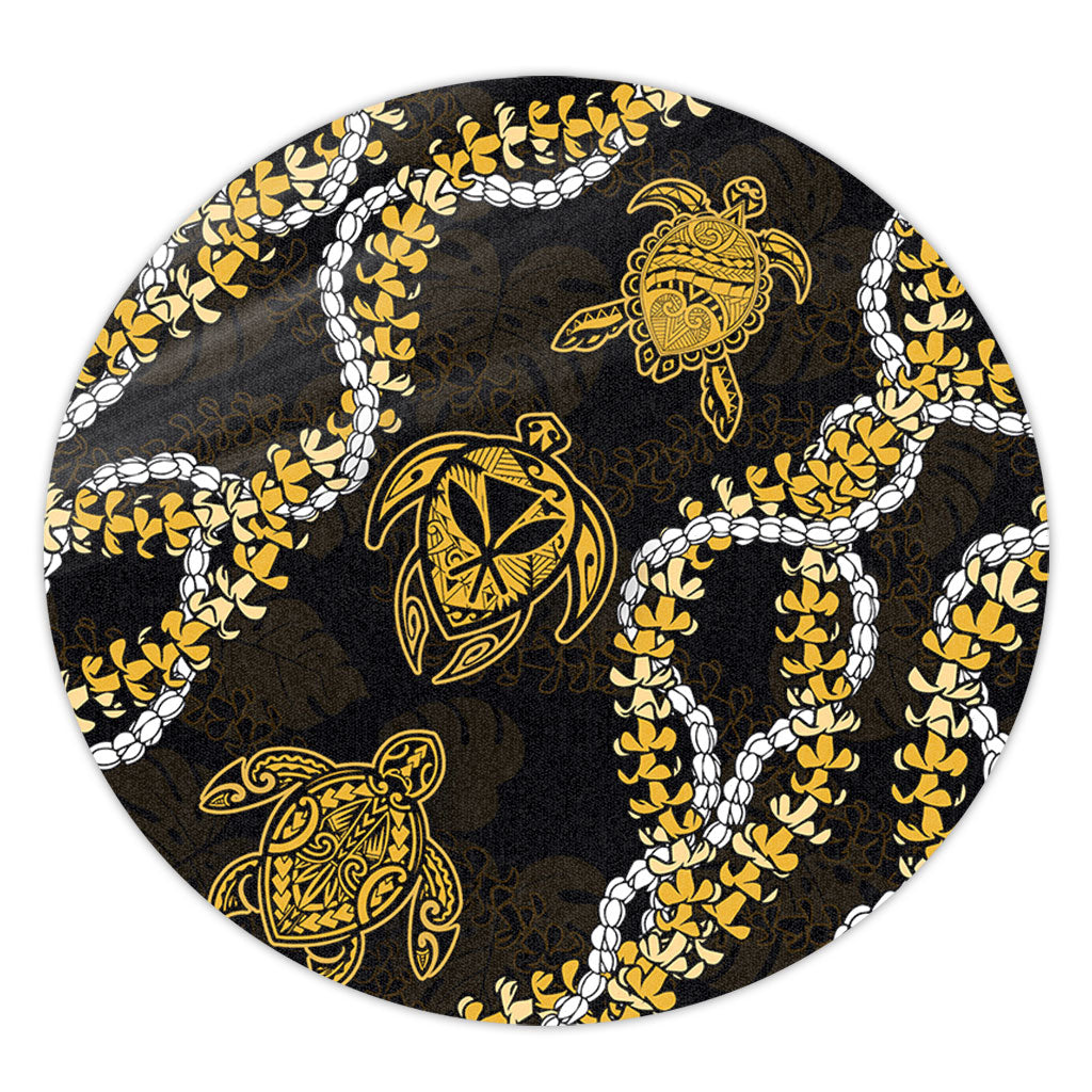Hawaii Round Rug Kanaka Maoli Floral Puakenikeni Lei
