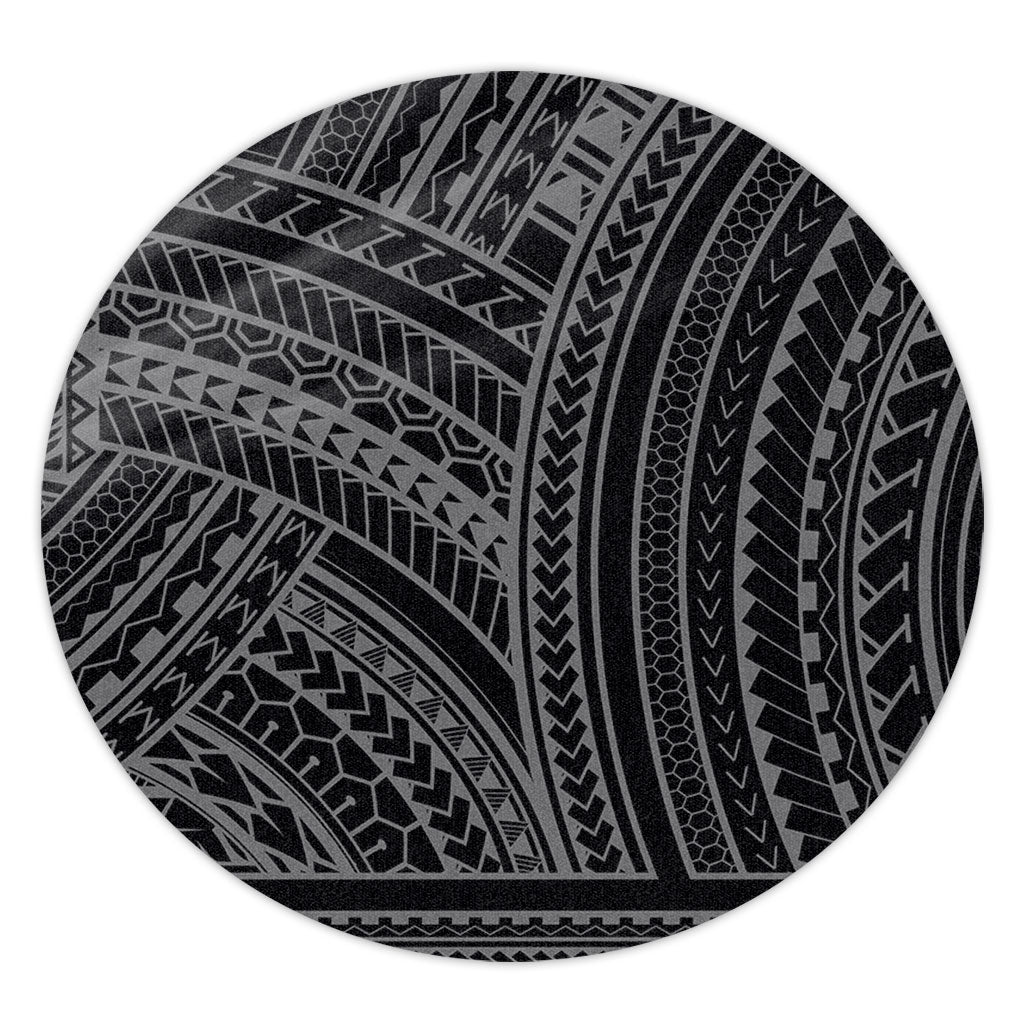 Hawaii Round Rug Polynesia Pattern Gray