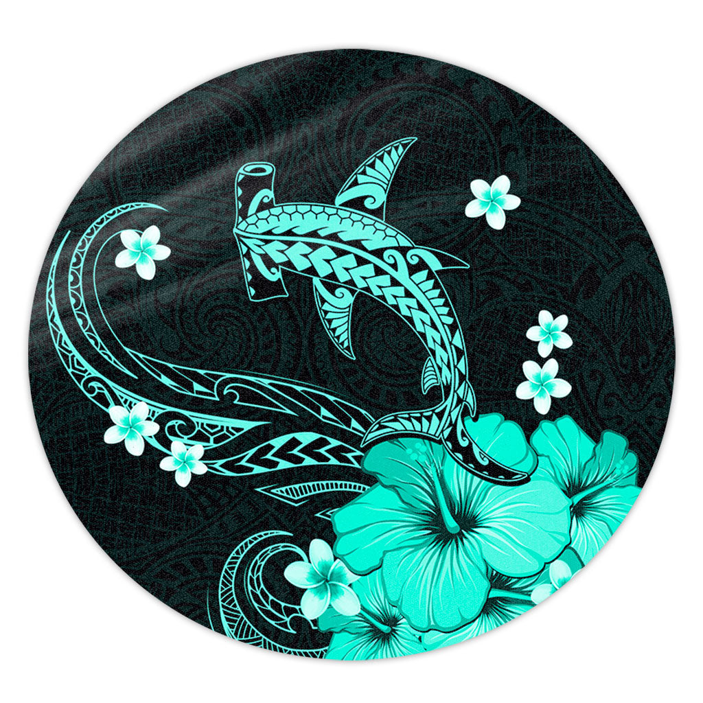Hawaii Round Rug Shark Polynesia Tribal Tattoo