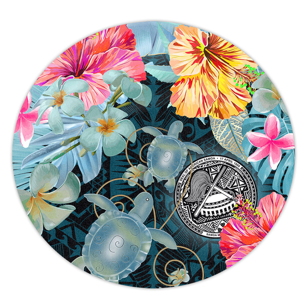 American Samoa Round Rug Turtle Tropical Beach