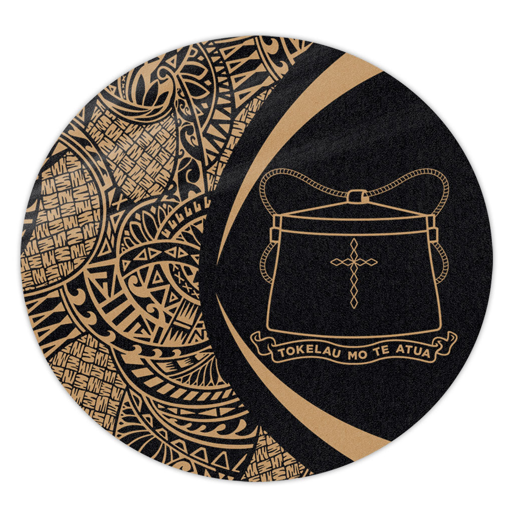 Tokelau Round Rug Lauhala Gold Circle Style