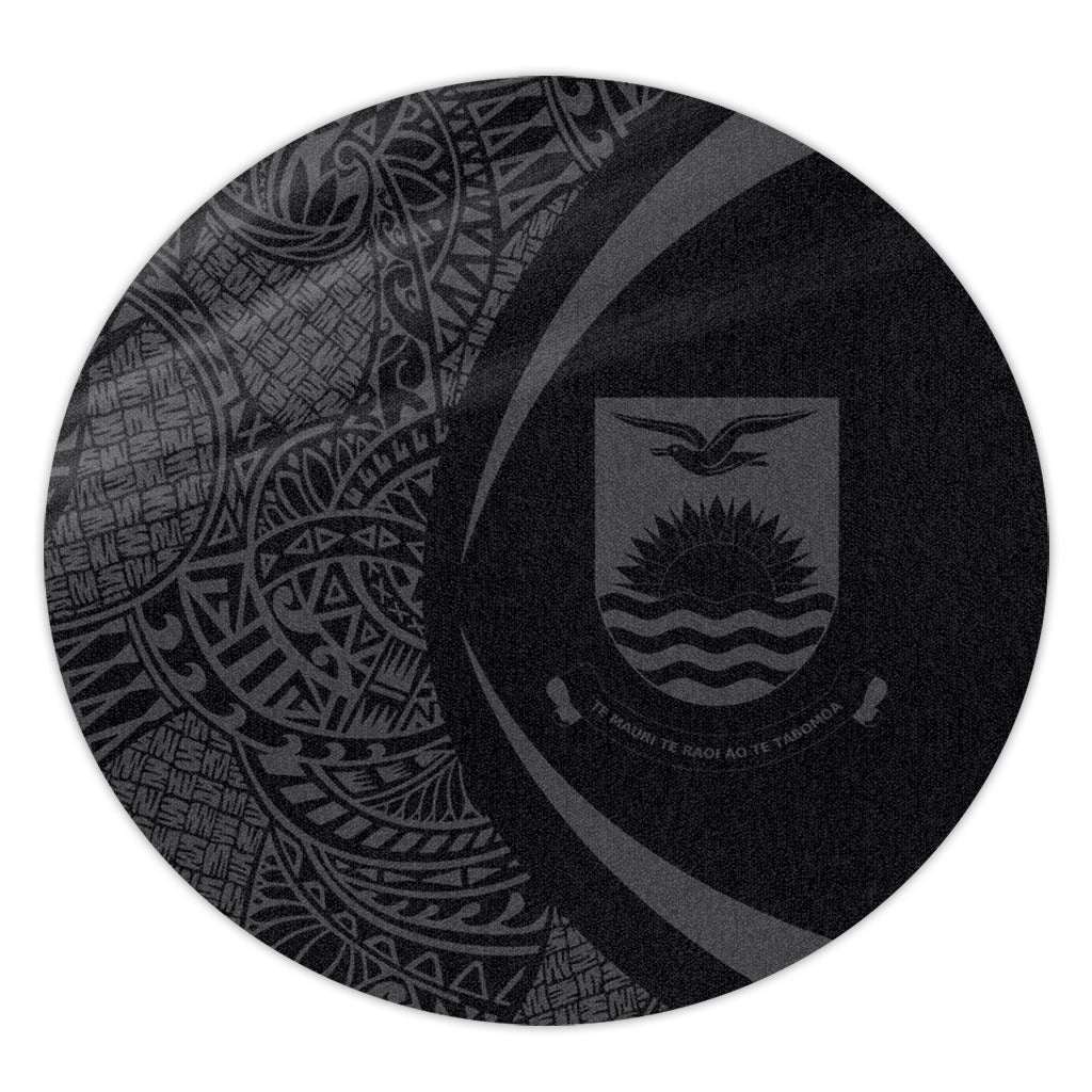 Kiribati Round Rug Lauhala Gray Circle Style
