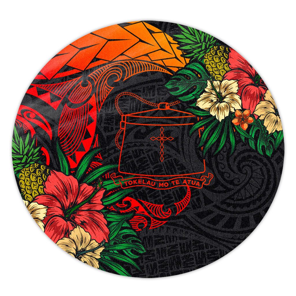Tokelau Round Rug Polynesian Coat Of Arms Tropical