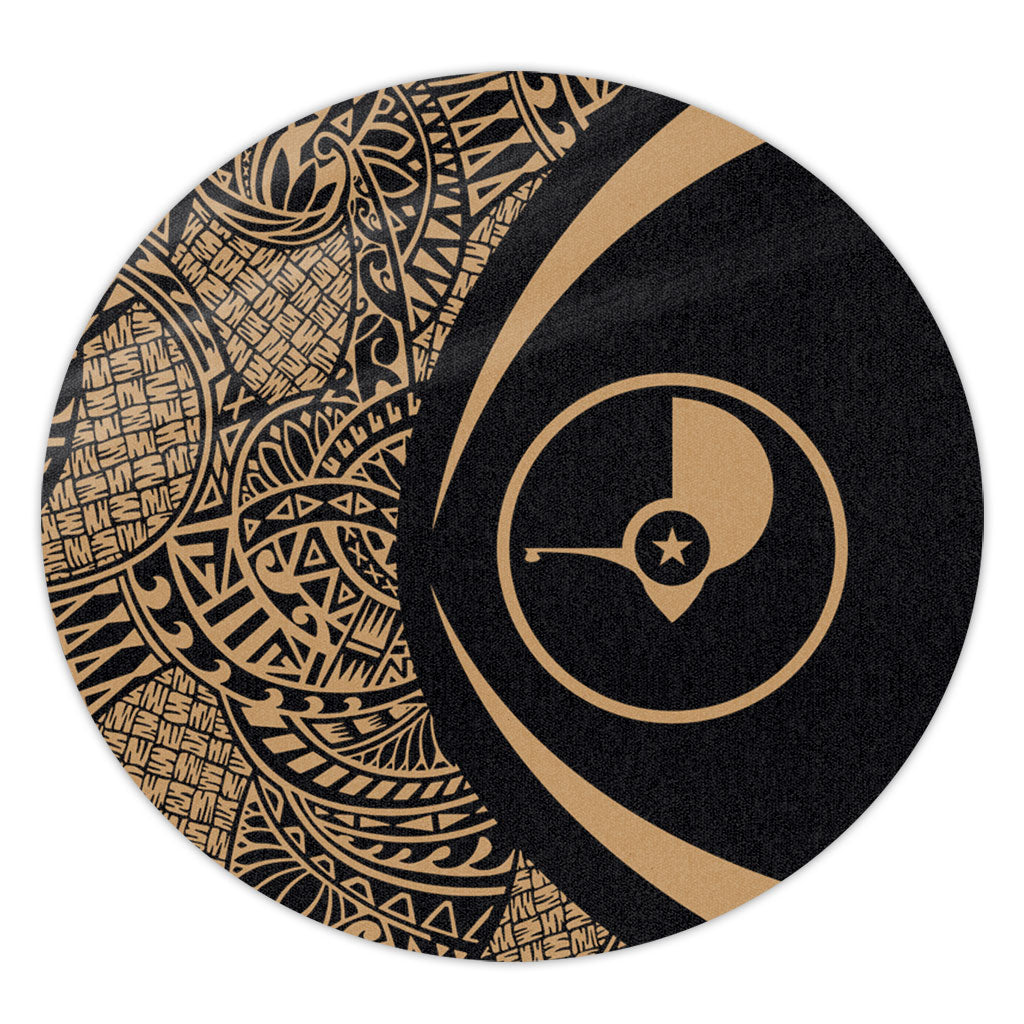 Yap State Round Rug Lauhala Gold Circle Style