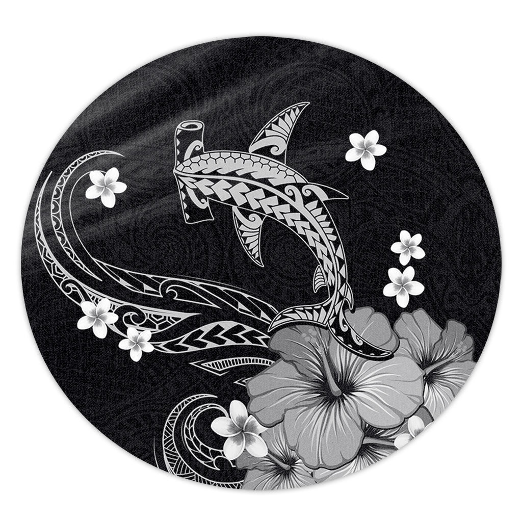 Hawaii Round Rug Shark Polynesia Tribal Tattoo