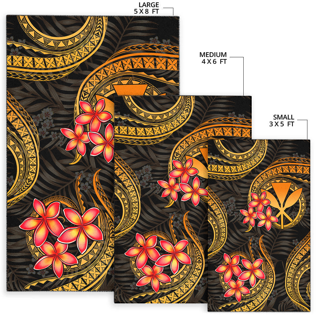 Hawaii Polynesian Area Rug - Gold Plumeria
