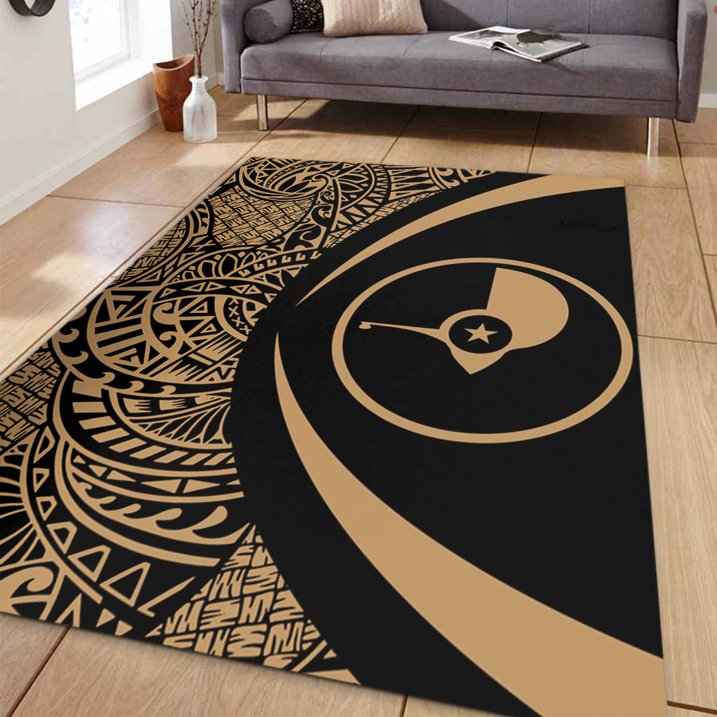 Yap State Area Rug Lauhala Gold Circle Style