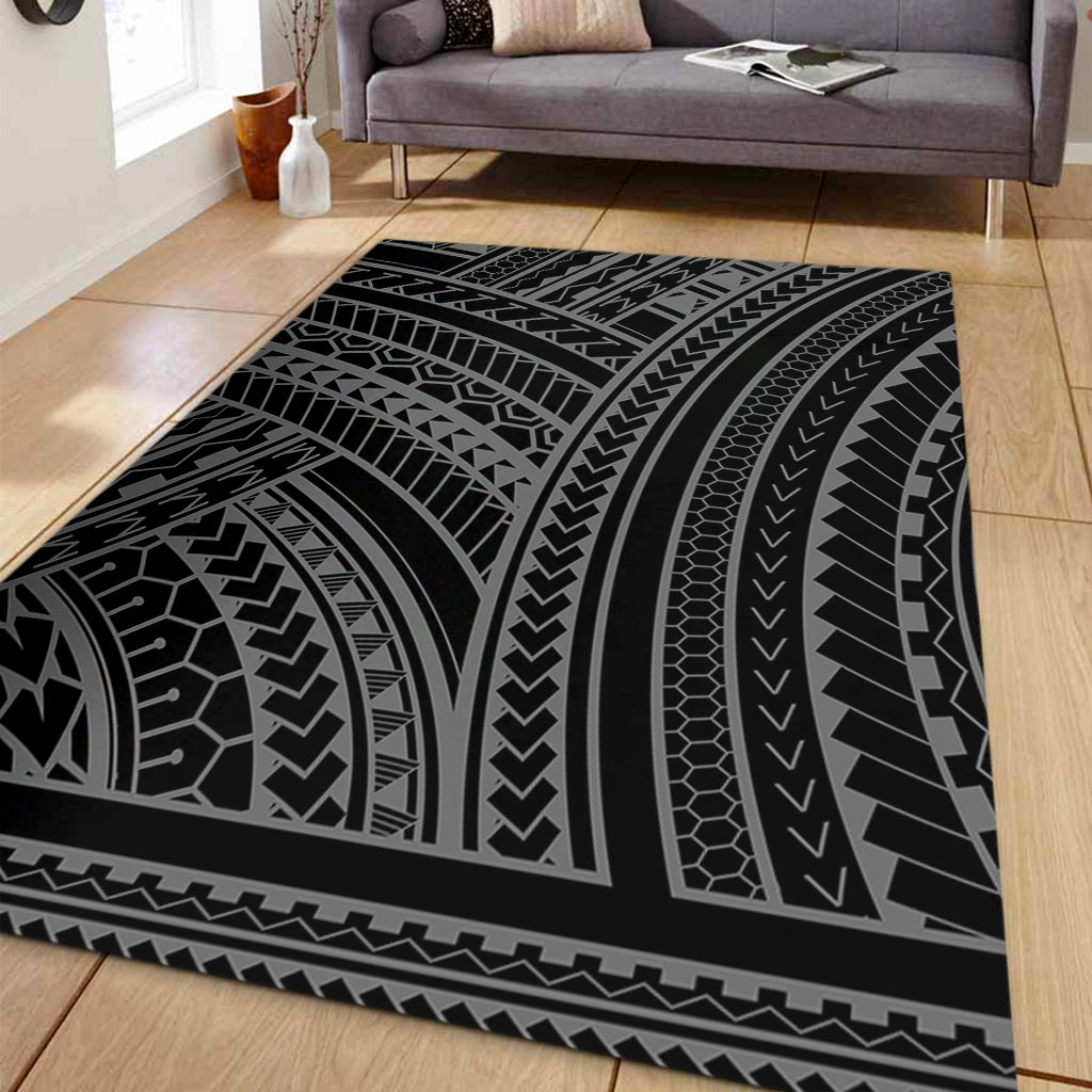 Hawaii Area Rug Polynesia Pattern Gray