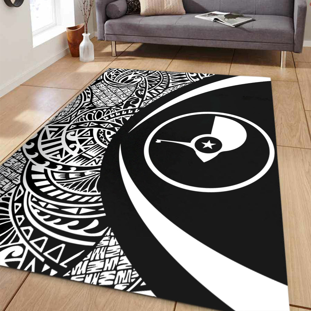 Yap State Area Rug Lauhala White Circle Style