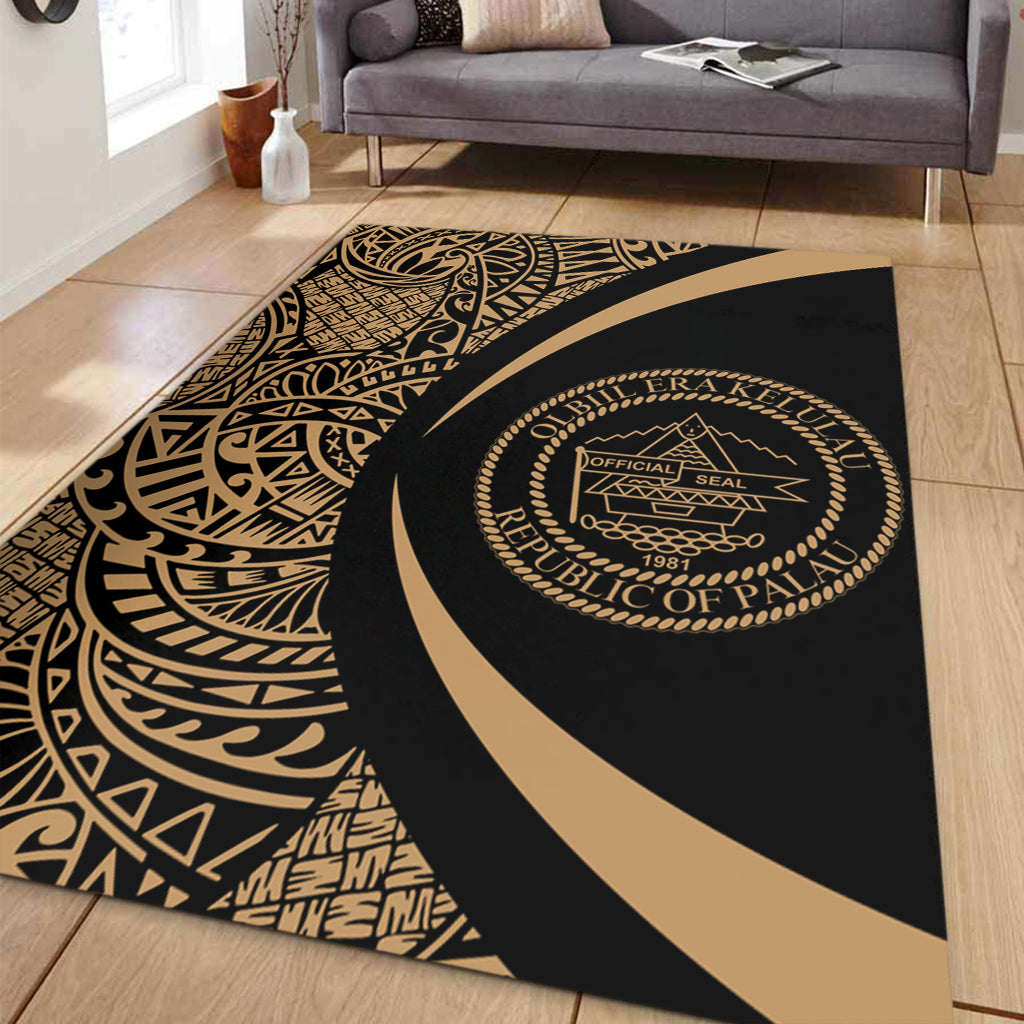 Palau Area Rug Lauhala Gold Circle Style