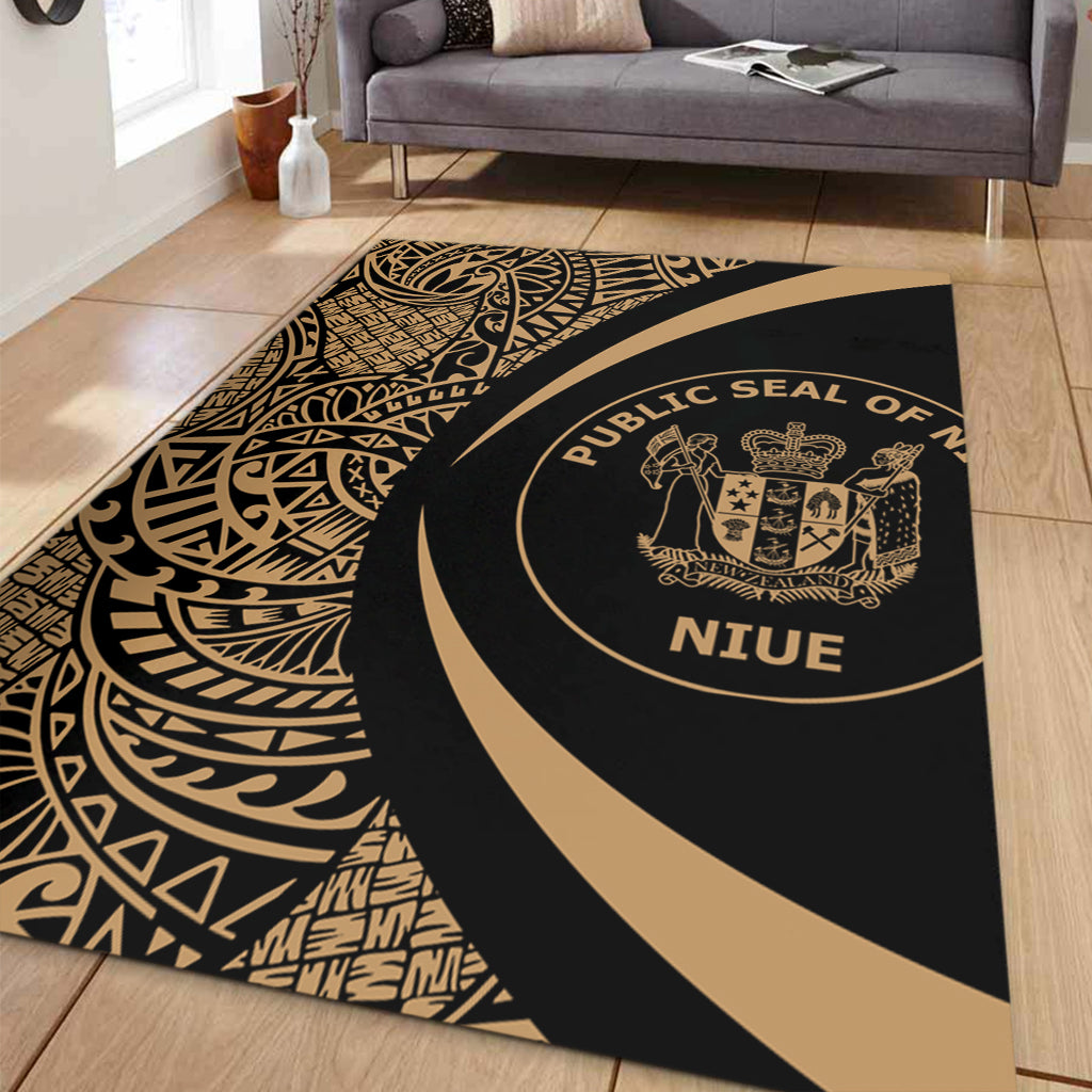 Niue Area Rug Lauhala Gold Circle Style