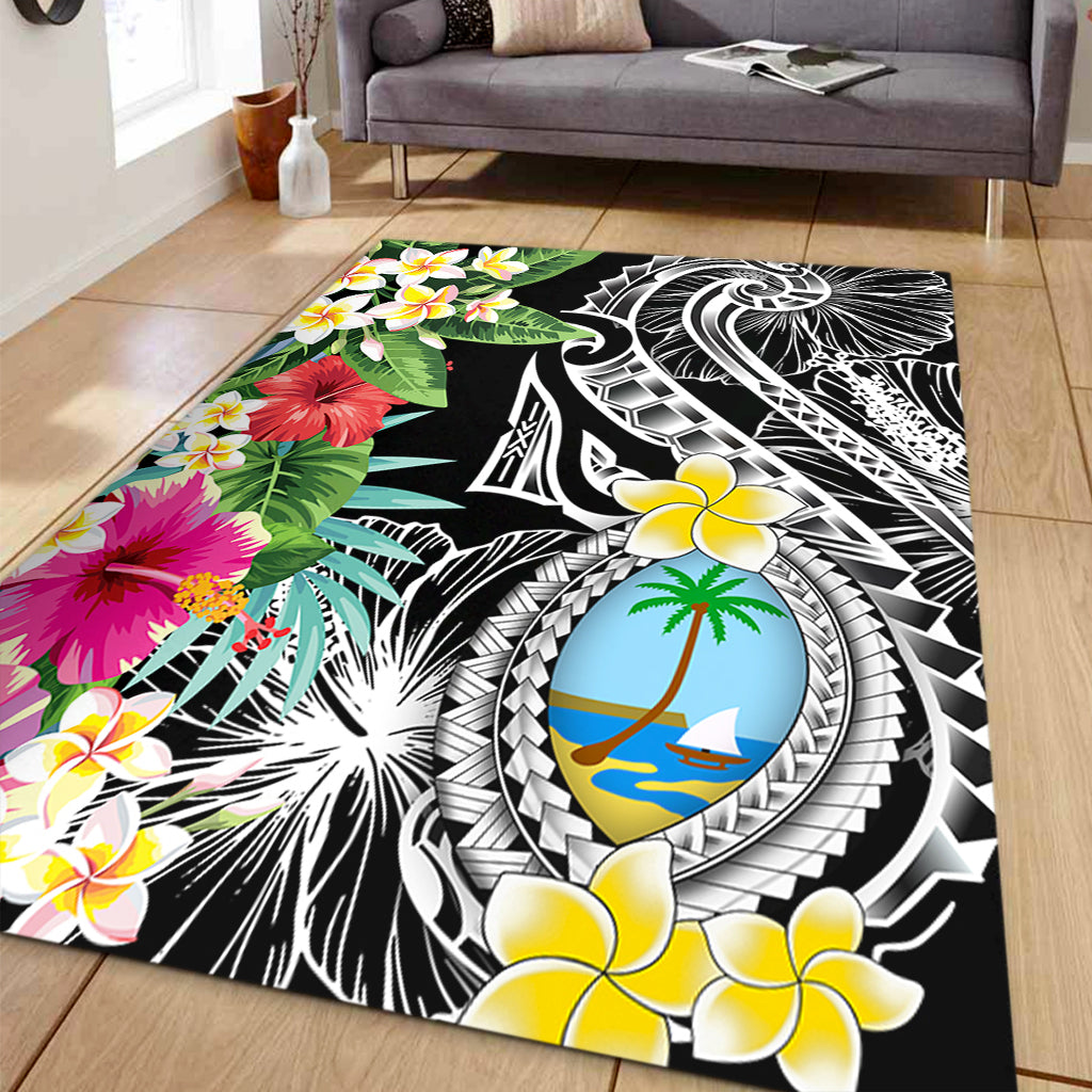 Guam Area Rug Summer Plumeria Tribal Tattoo