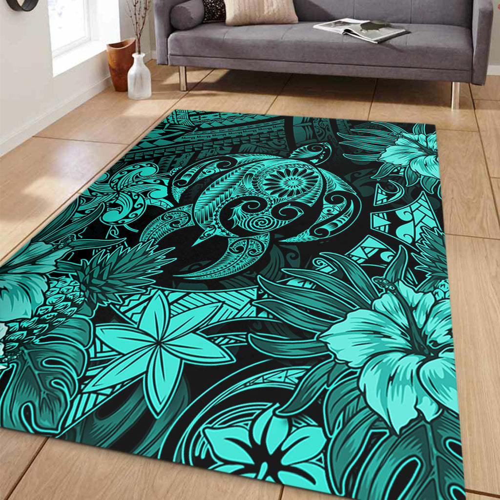 Hawaii Area Rug Tribal Polynesia Sea Turtle Design Pacific Dream