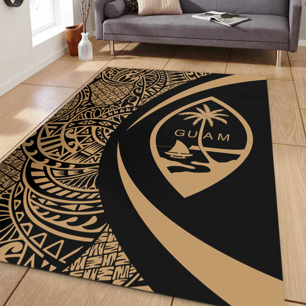 Guam Area Rug Lauhala Gold Circle Style