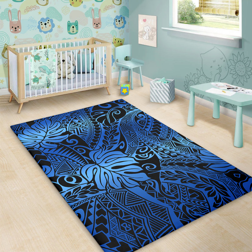 Hawaii Area Rug Tribal Polynesian Pattern Leaf