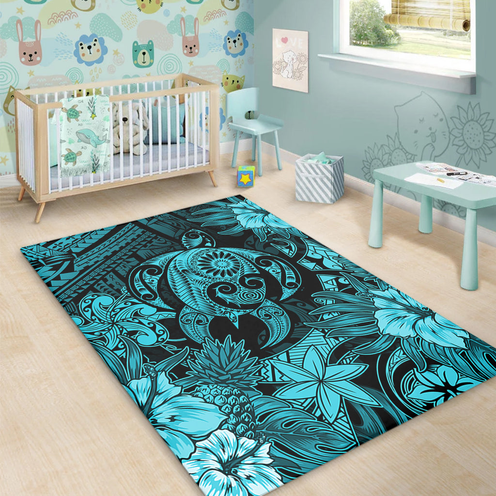 Hawaii Area Rug Tribal Polynesia Sea Turtle Design Pacific Dream