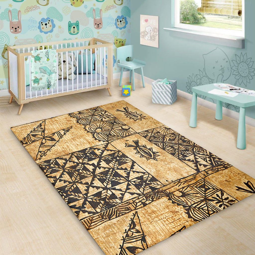 Tonga Area Rug Tapa Cloth Vintage