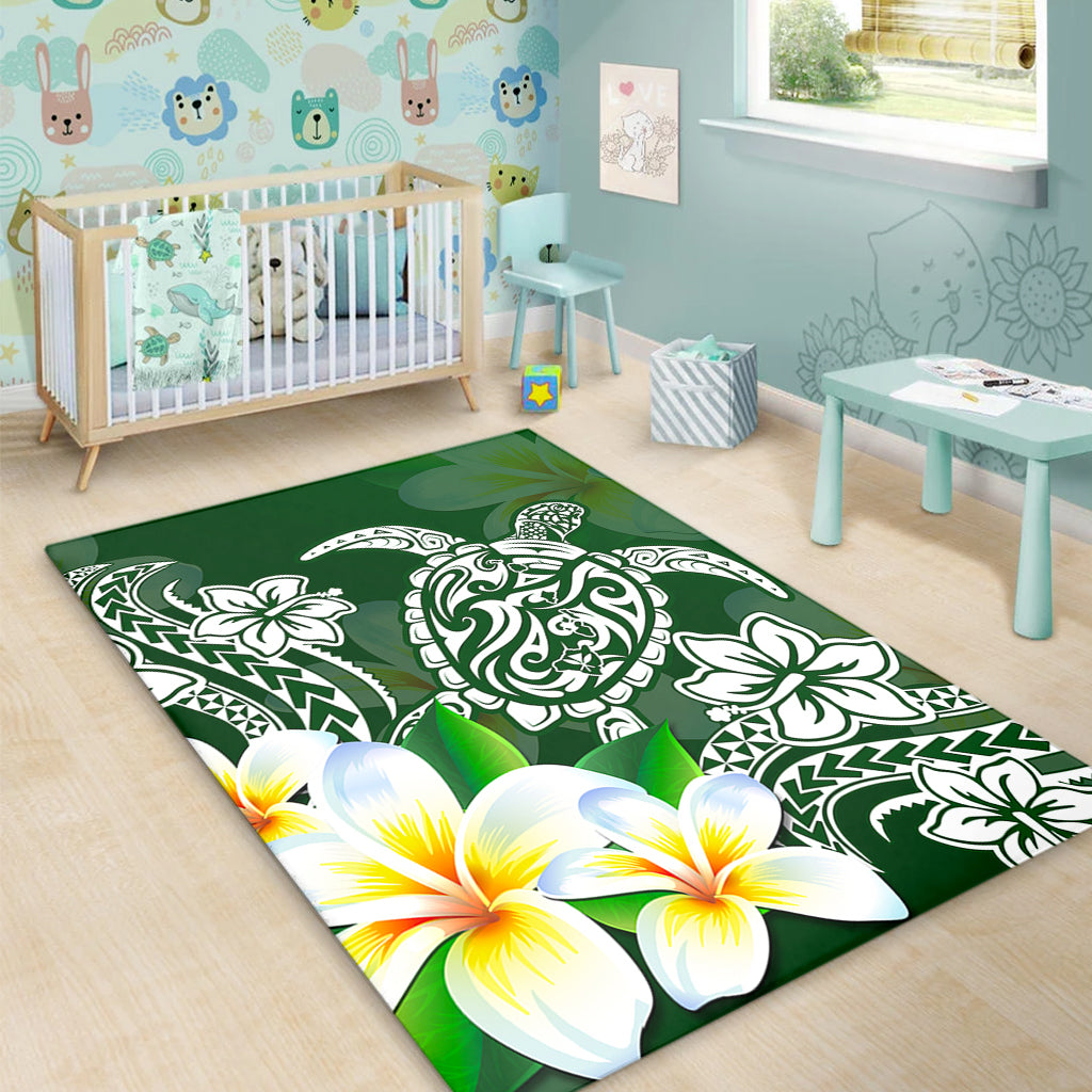 Hawaii Area Rug Polynesian Turtle Tattoo Plumeria Original Style