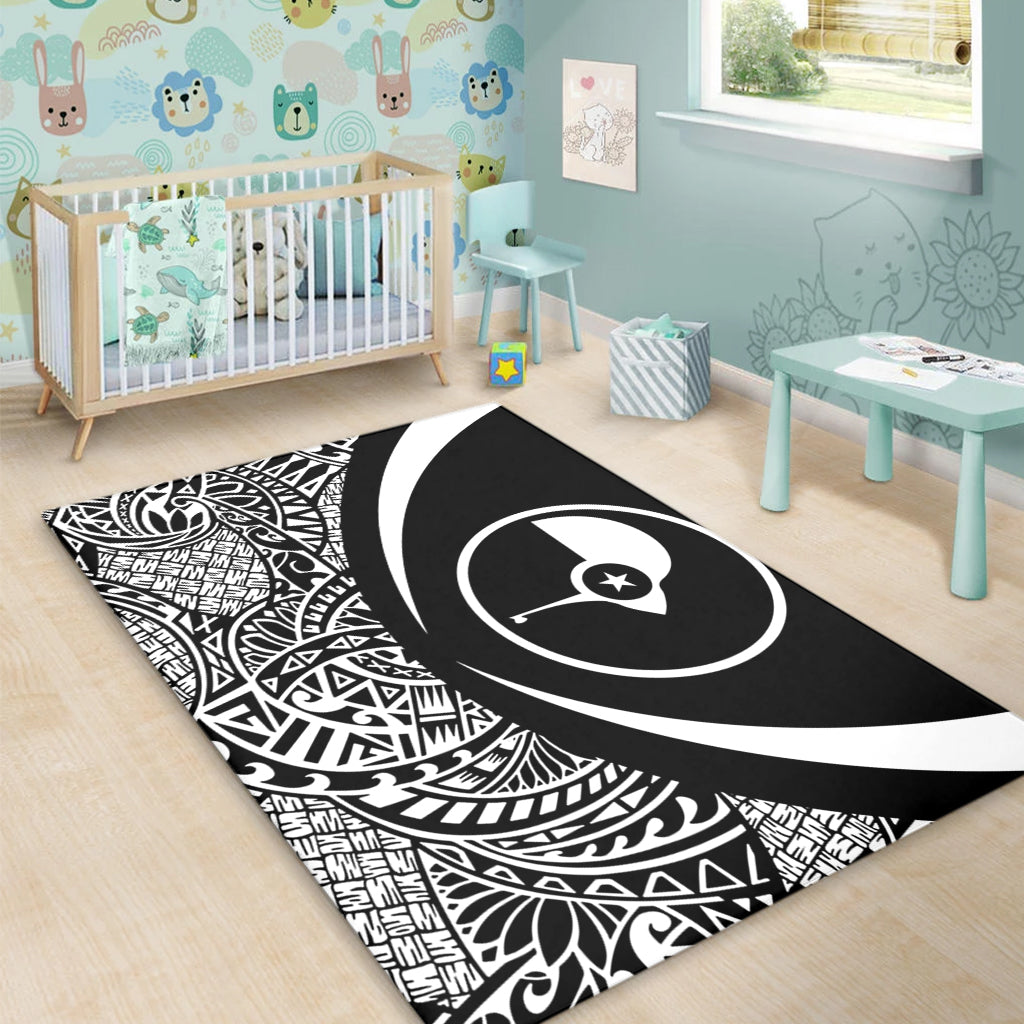 Yap State Area Rug Lauhala White Circle Style