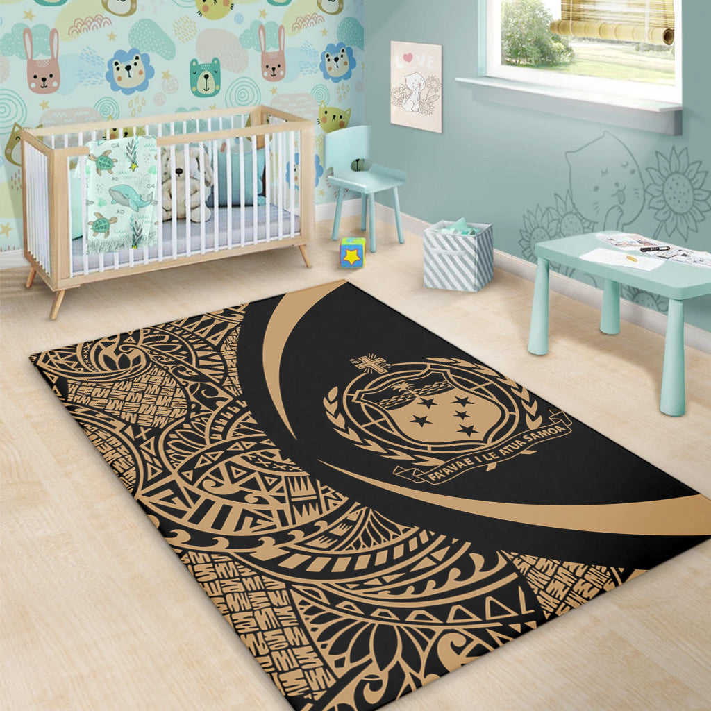 Samoa Area Rug Lauhala Gold Circle Style