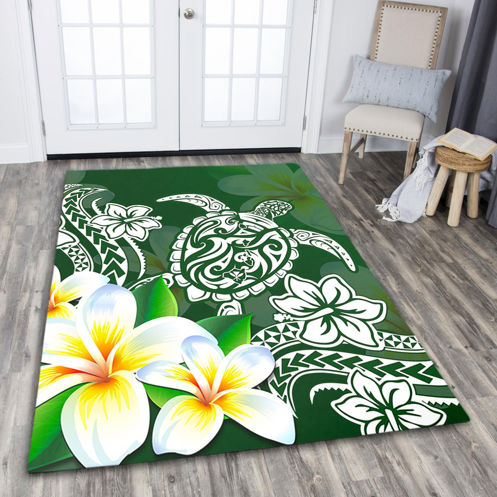 Hawaii Area Rug Polynesian Turtle Tattoo Plumeria Original Style