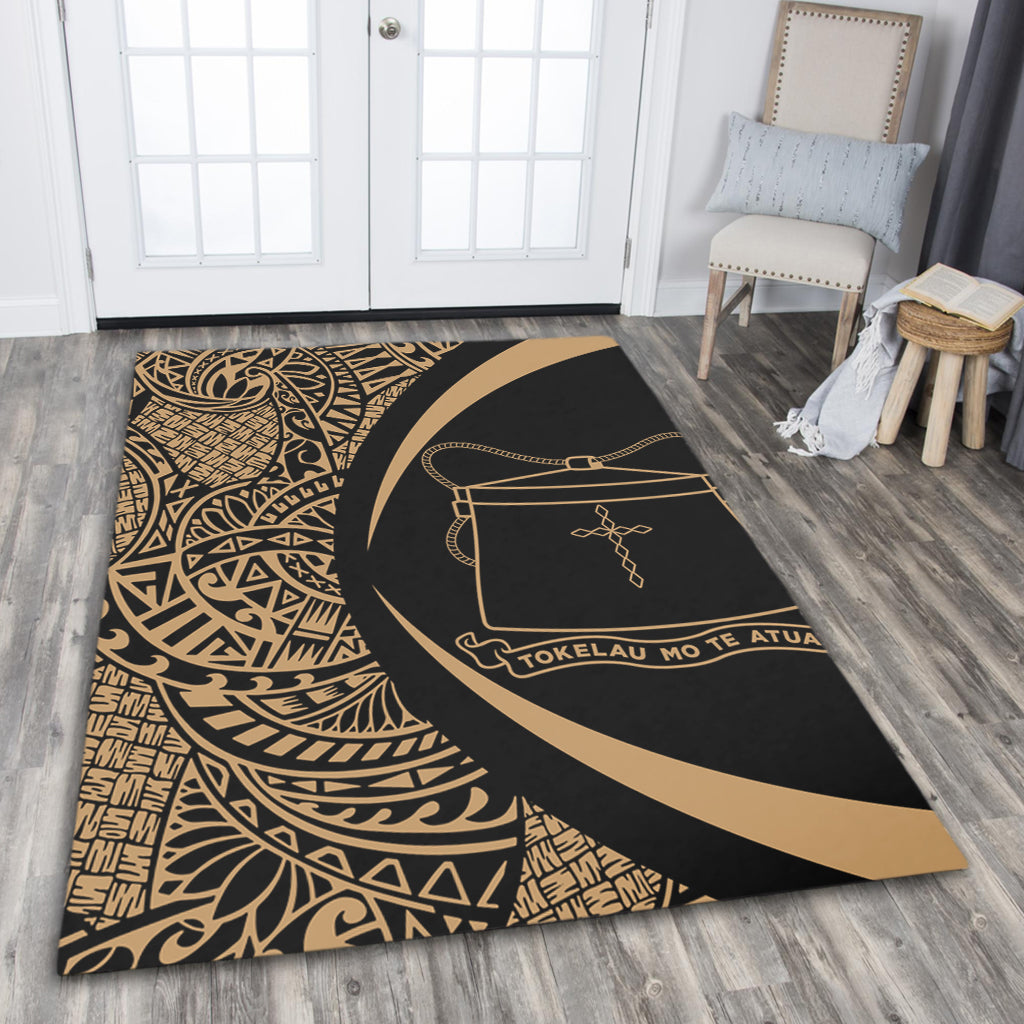 Tokelau Area Rug Lauhala Gold Circle Style
