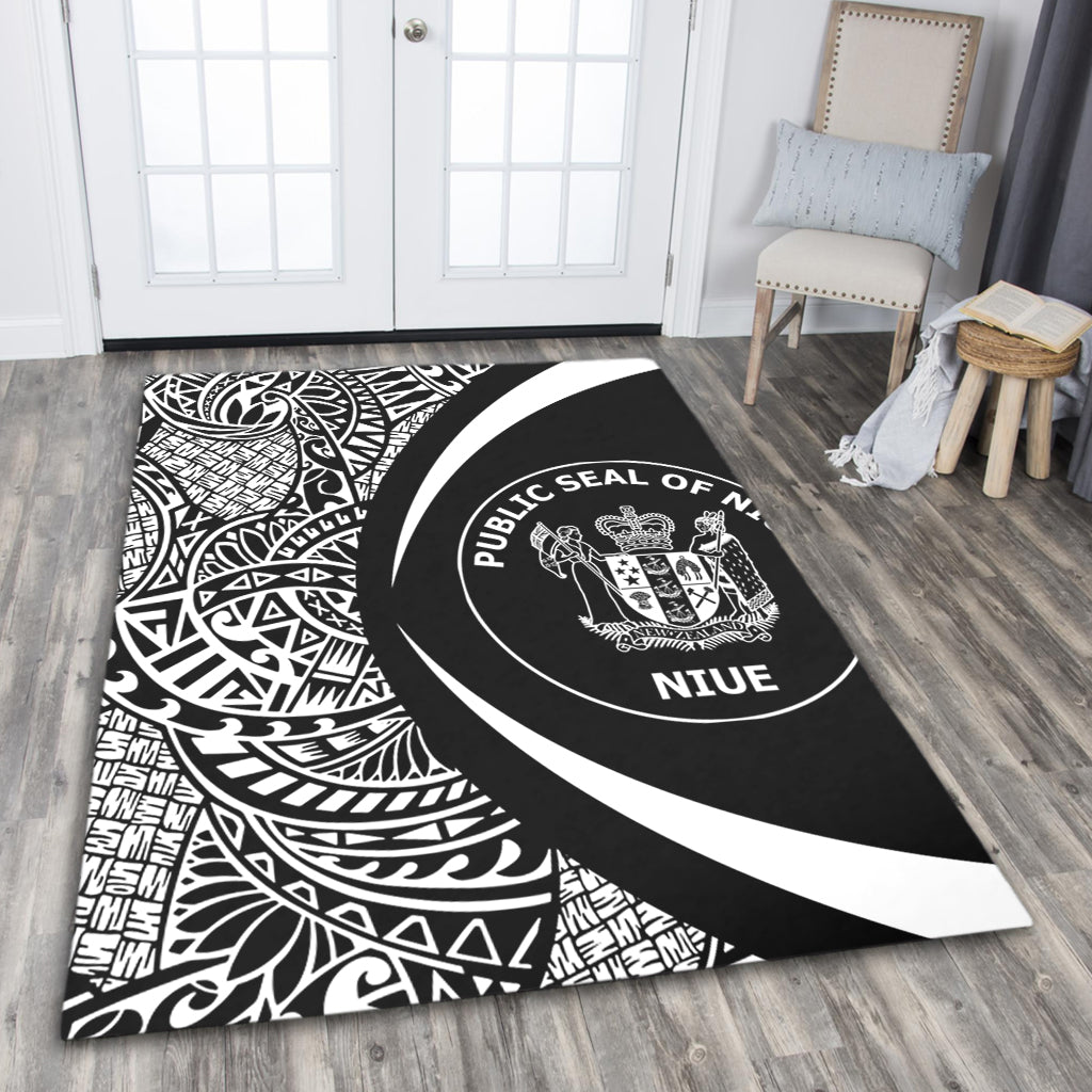 Niue Area Rug Lauhala White Circle Style