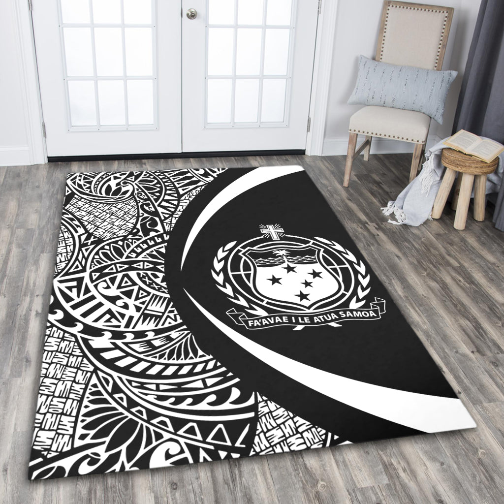 Samoa Area Rug Lauhala White Circle Style