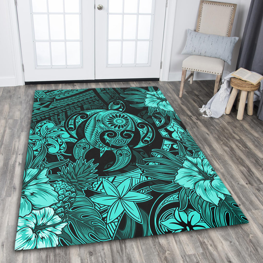 Hawaii Area Rug Tribal Polynesia Sea Turtle Design Pacific Dream
