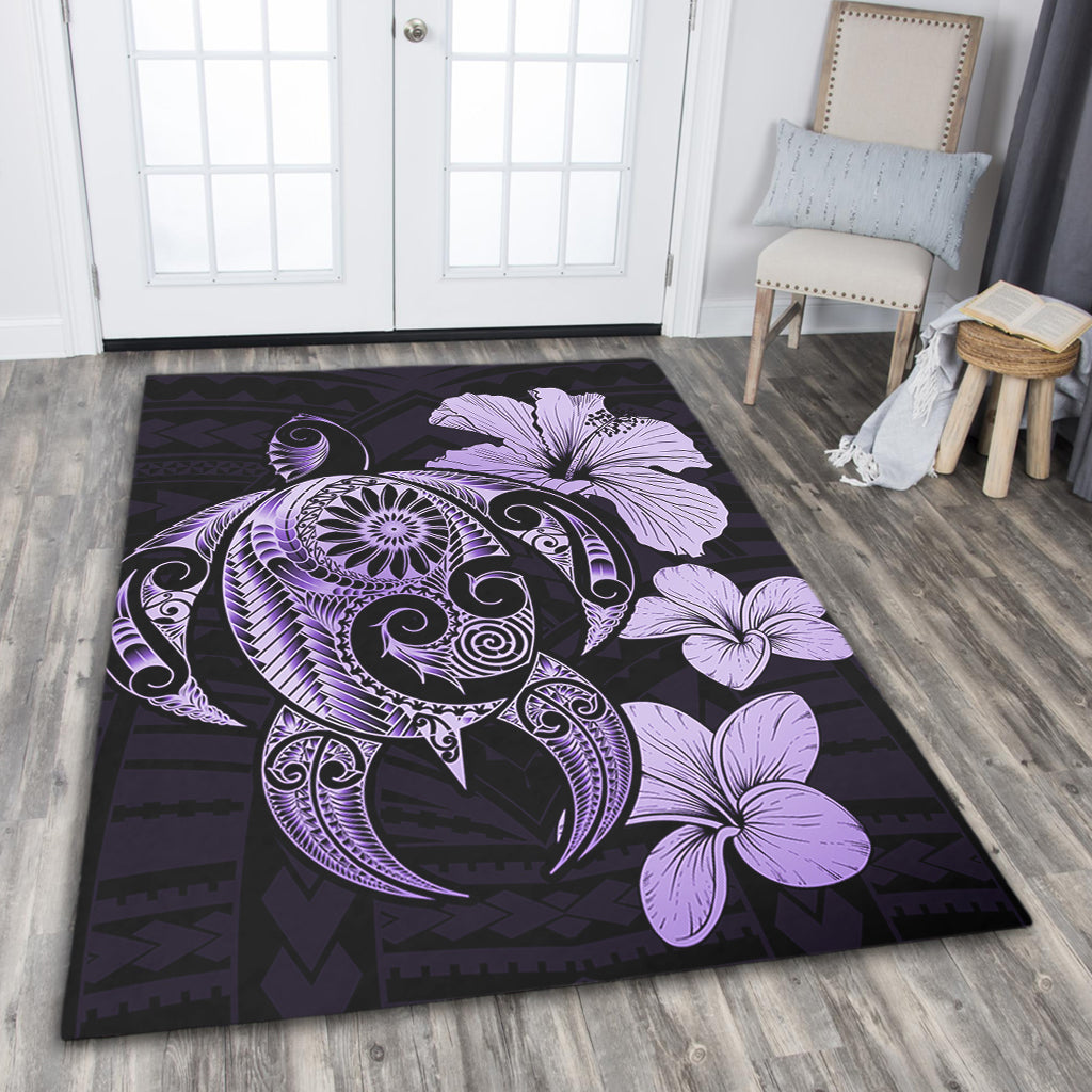 Hawaii Area Rug Hibiscus Plumeria Mix Polynesian Turtle