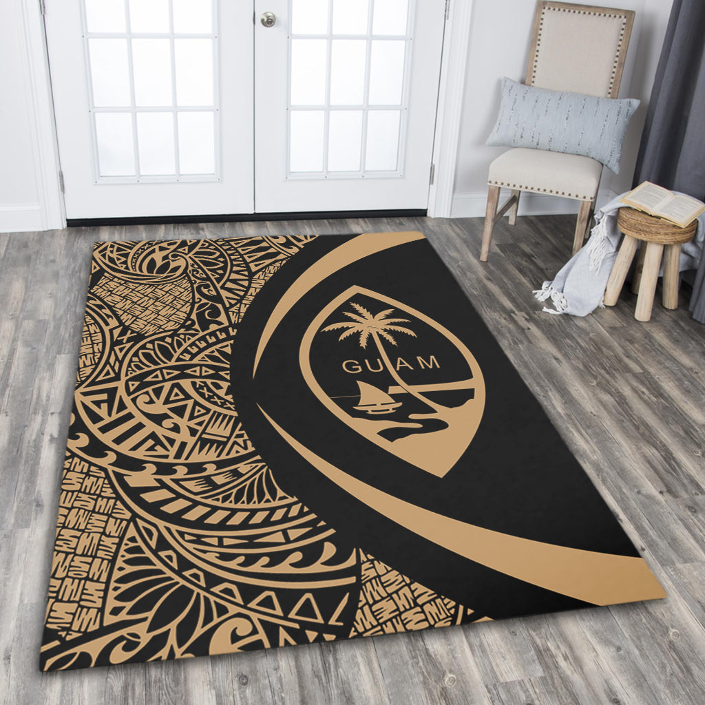 Guam Area Rug Lauhala Gold Circle Style