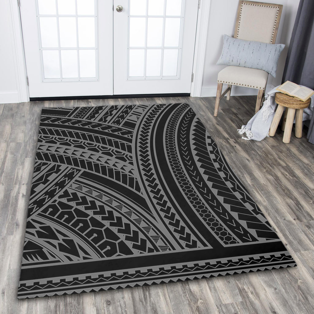 Hawaii Area Rug Polynesia Pattern Gray