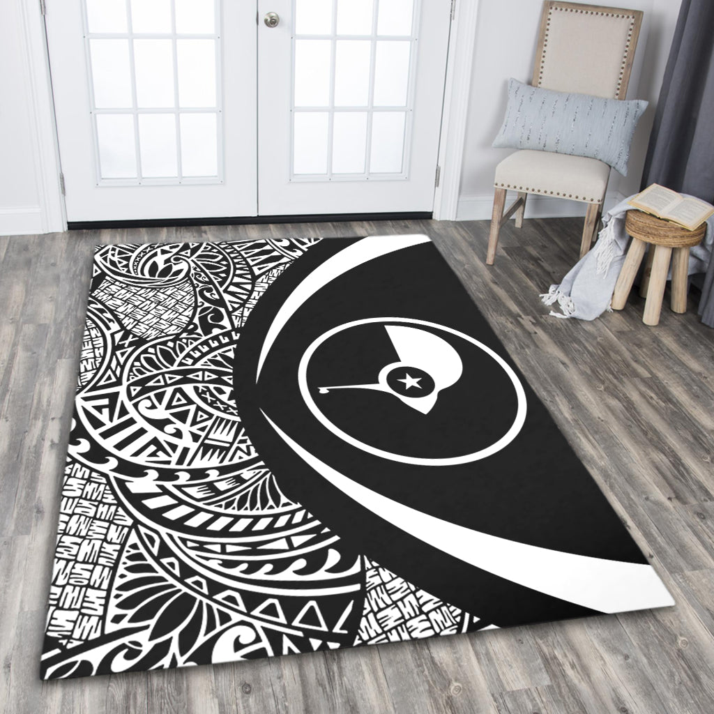 Yap State Area Rug Lauhala White Circle Style