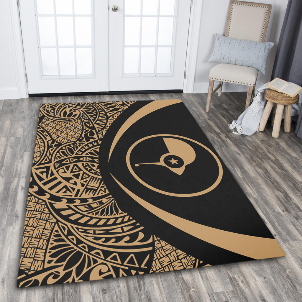 Yap State Area Rug Lauhala Gold Circle Style